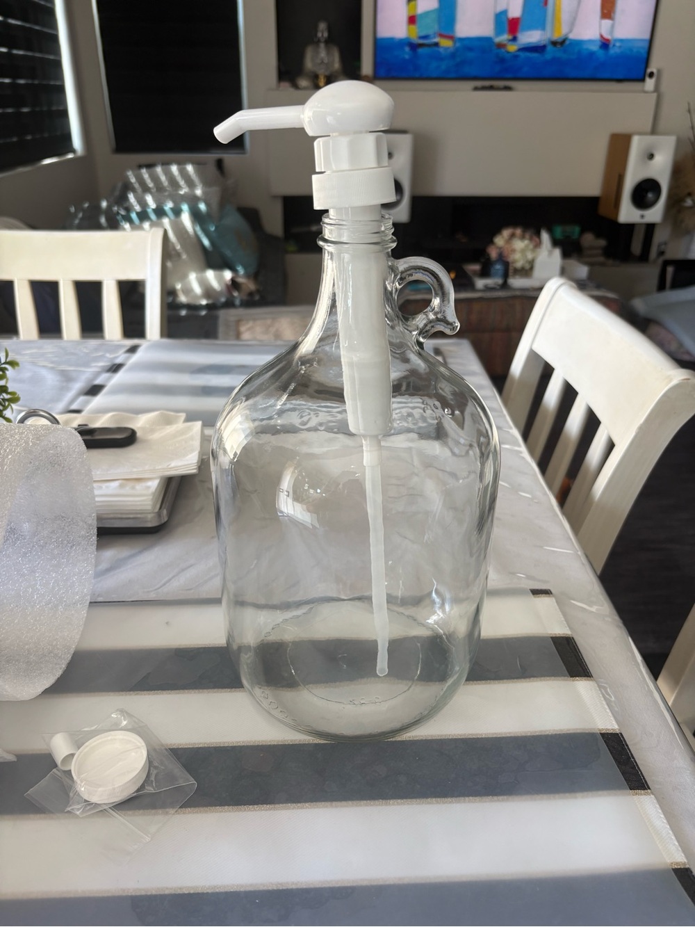 Crystal Clear Glass Refillable Soap Dispenser with White Pump